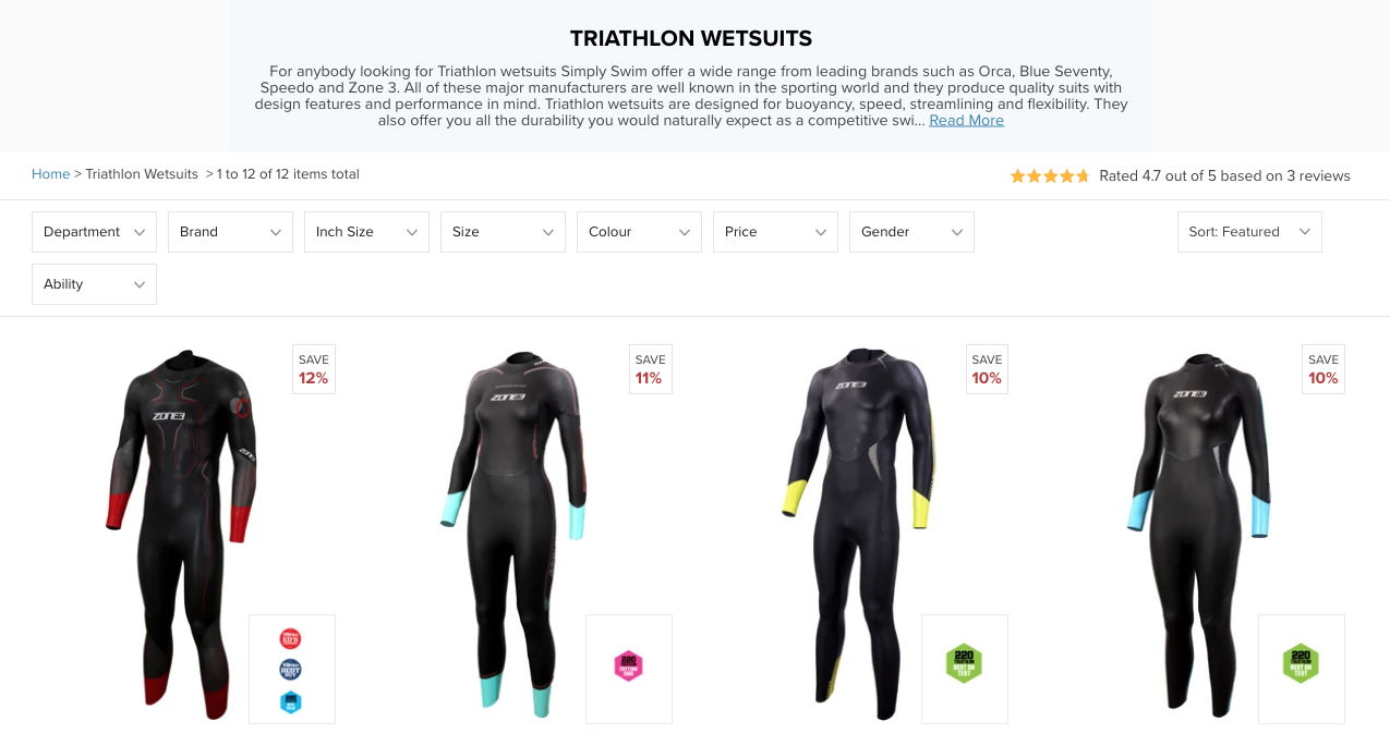 example of really good seo optimised category page