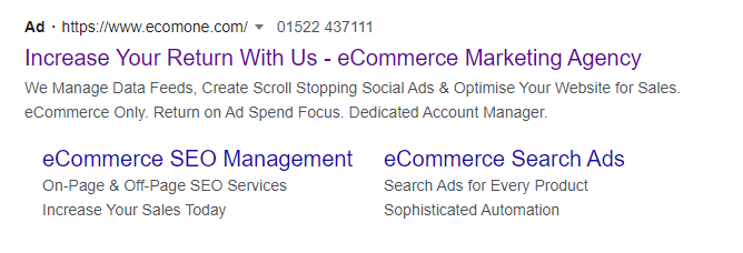 ecomone search ad position 1 on google