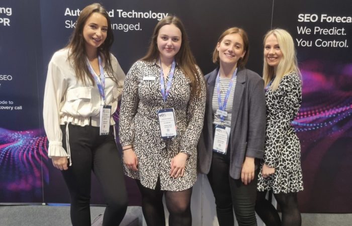 Skye, Sophie, Molly and Emma attending the IRX event for retailers standing in front of the stand