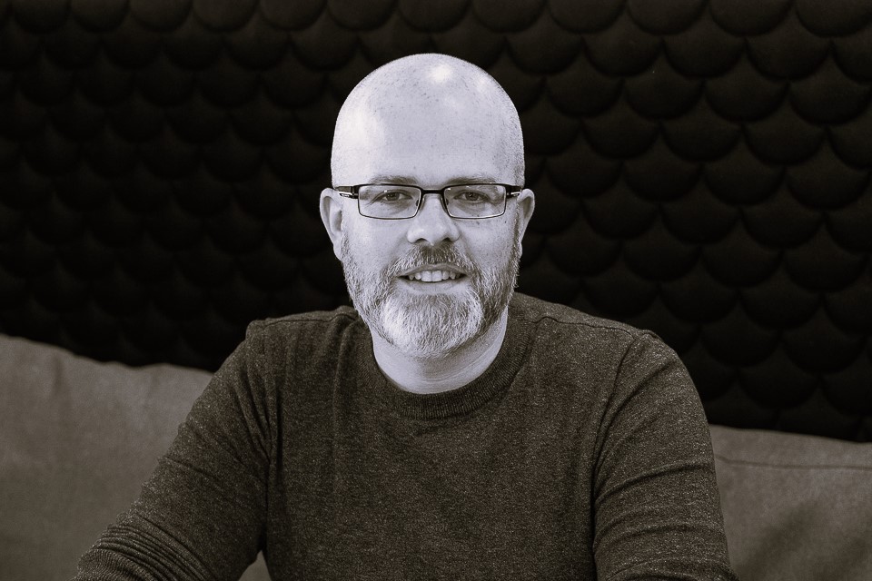 mike shields black and white headshot for the podcast page
