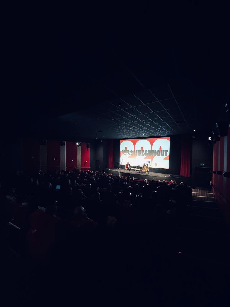 picture of lucie macleod founder of hair syrup doing a live podcast with richard hill