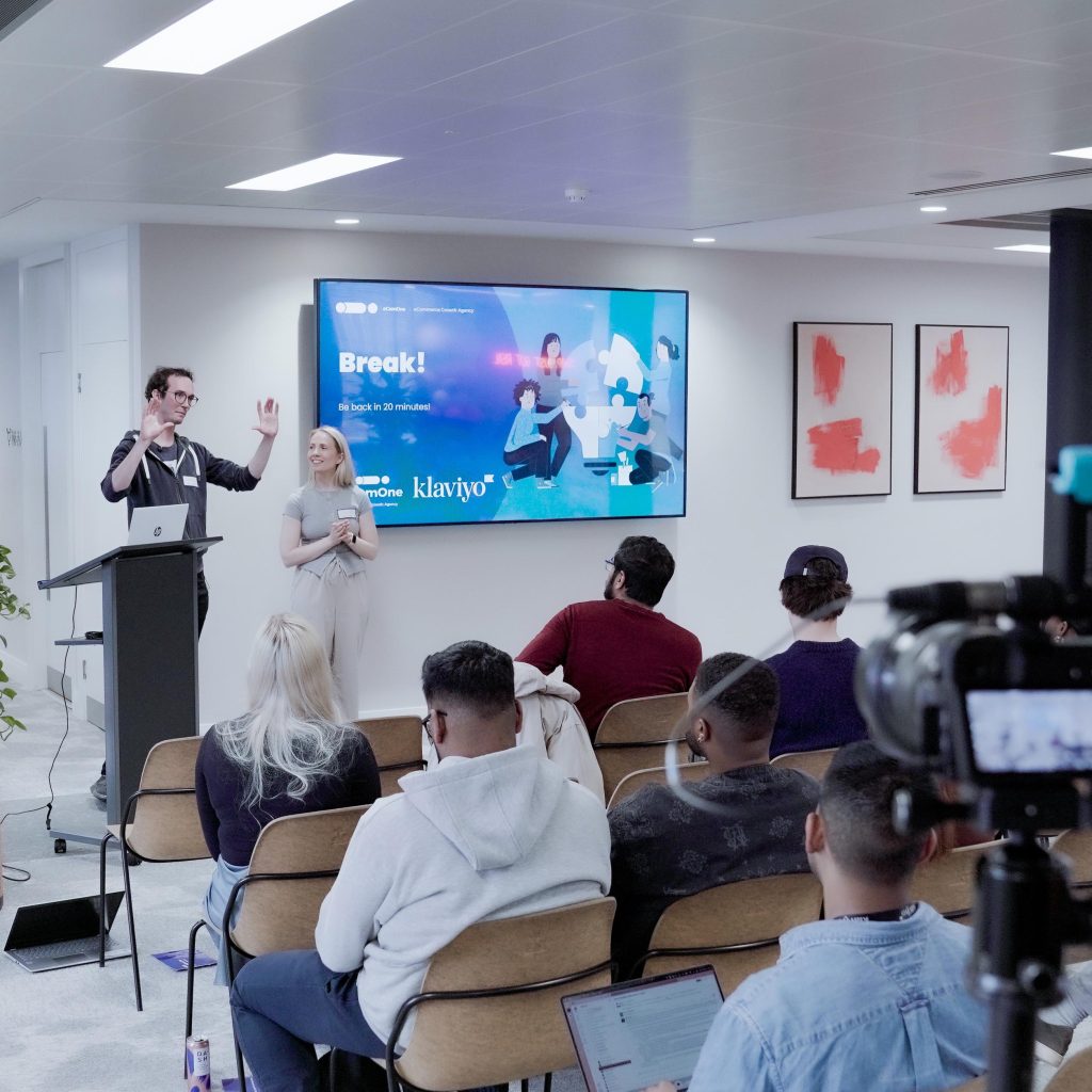 kieran and emma presenting at klaviyo hq about email marketing