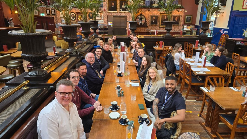 ecomone team at cosy club in lincoln having a breakfast